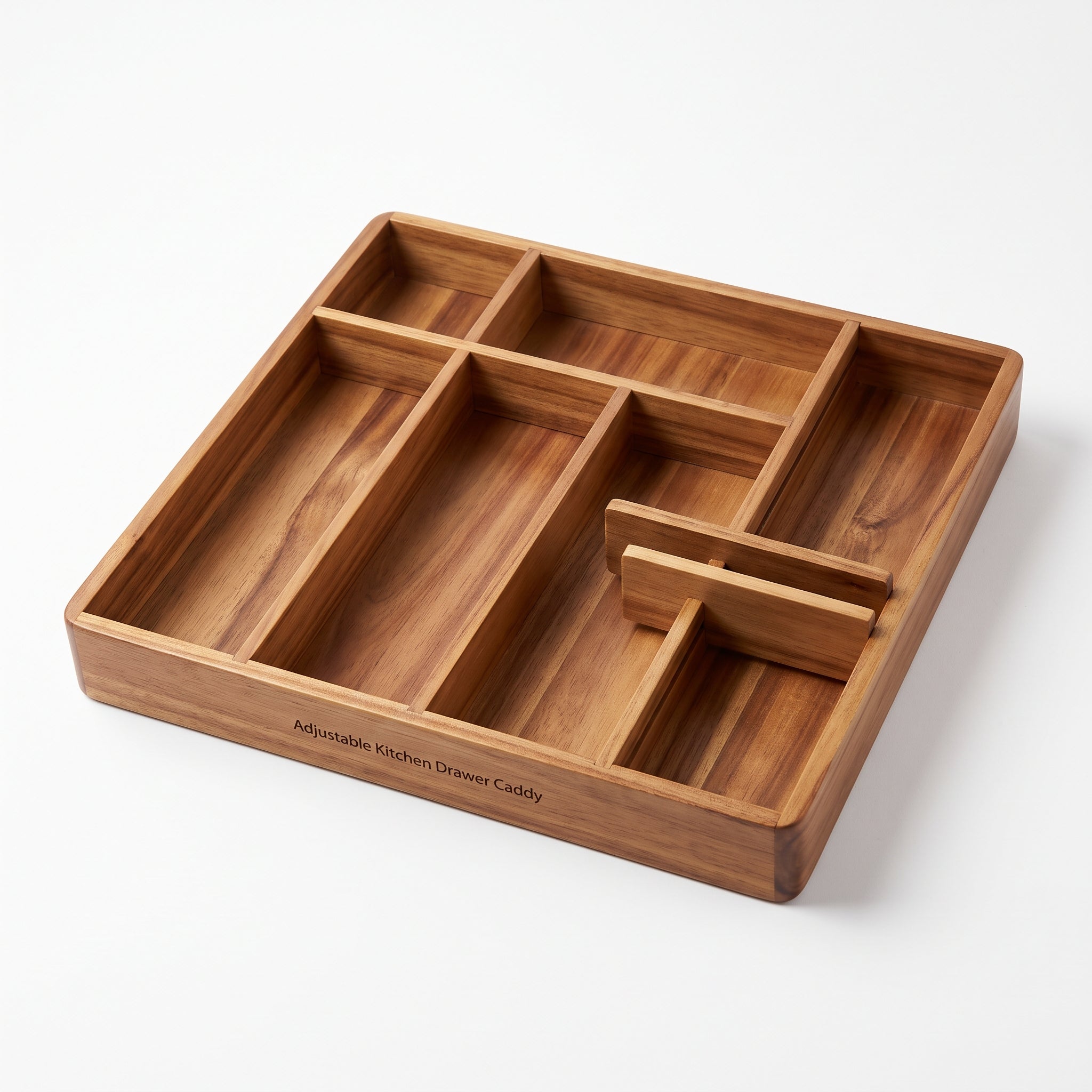 Natural Wood Customizable Cutlery Tray for Silverware & Gadgets