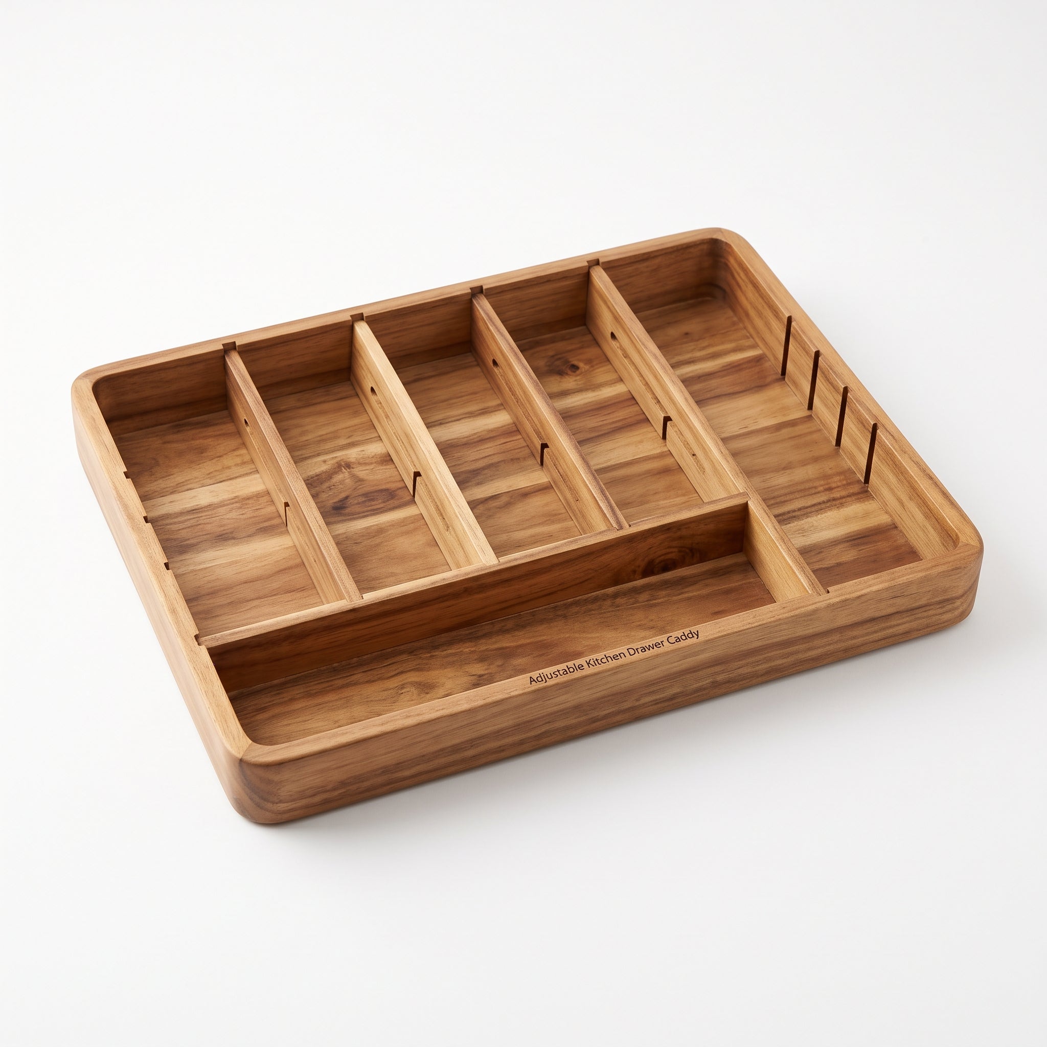 Natural Wood Customizable Cutlery Tray for Silverware & Gadgets