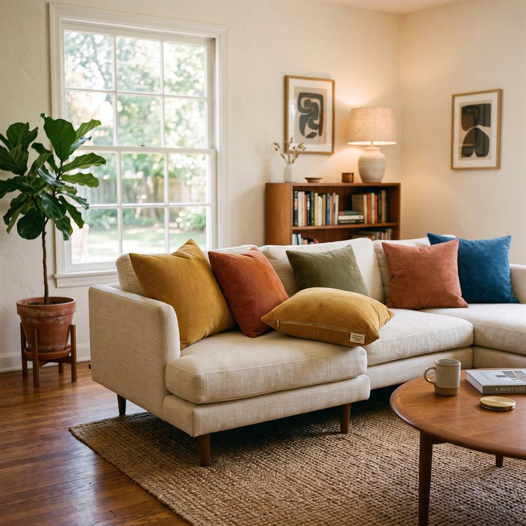 Machine Washable Neutral Corduroy Decorative Sofa Cushion Covers