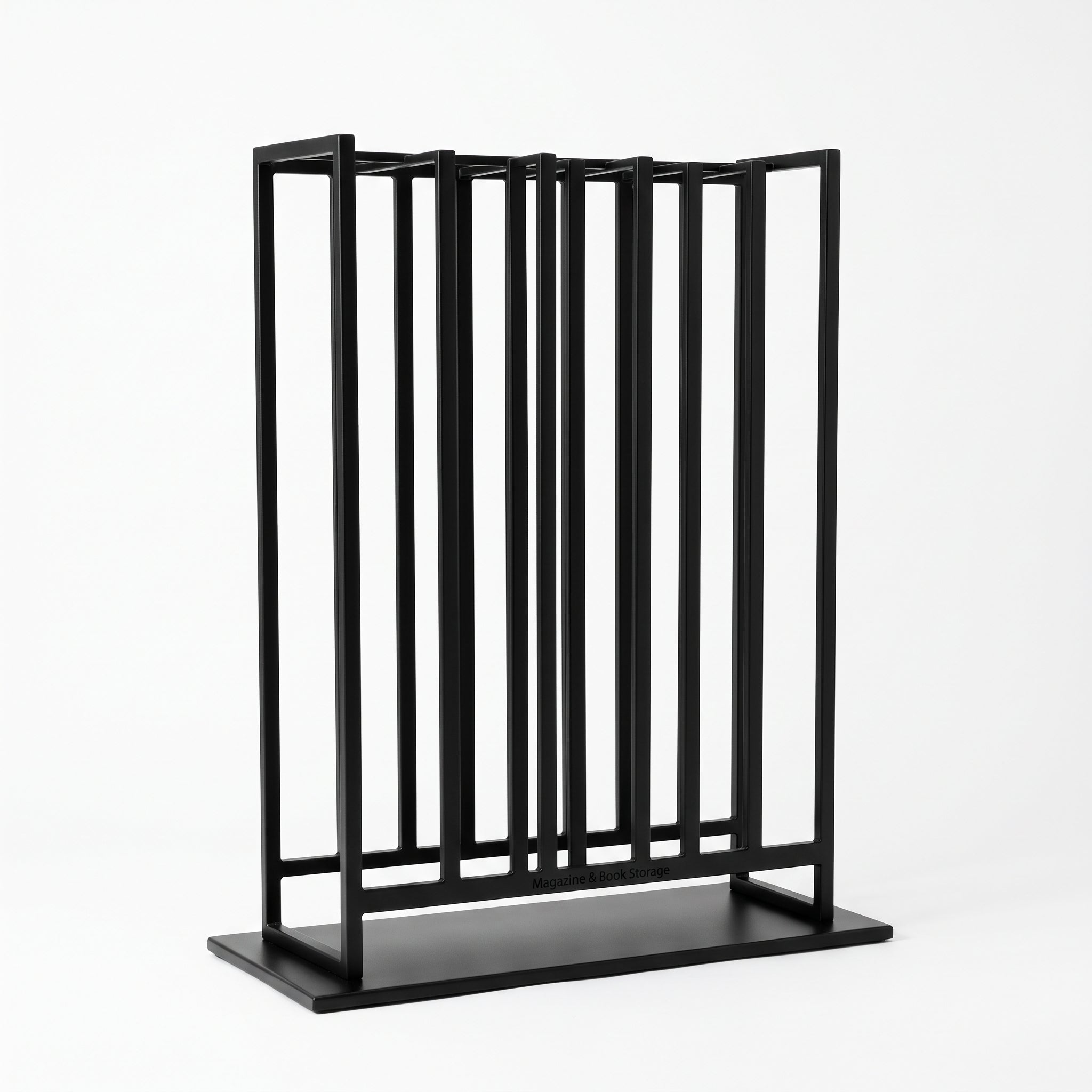 Slim Black Metal Freestanding Magazine & Book Storage Rack
