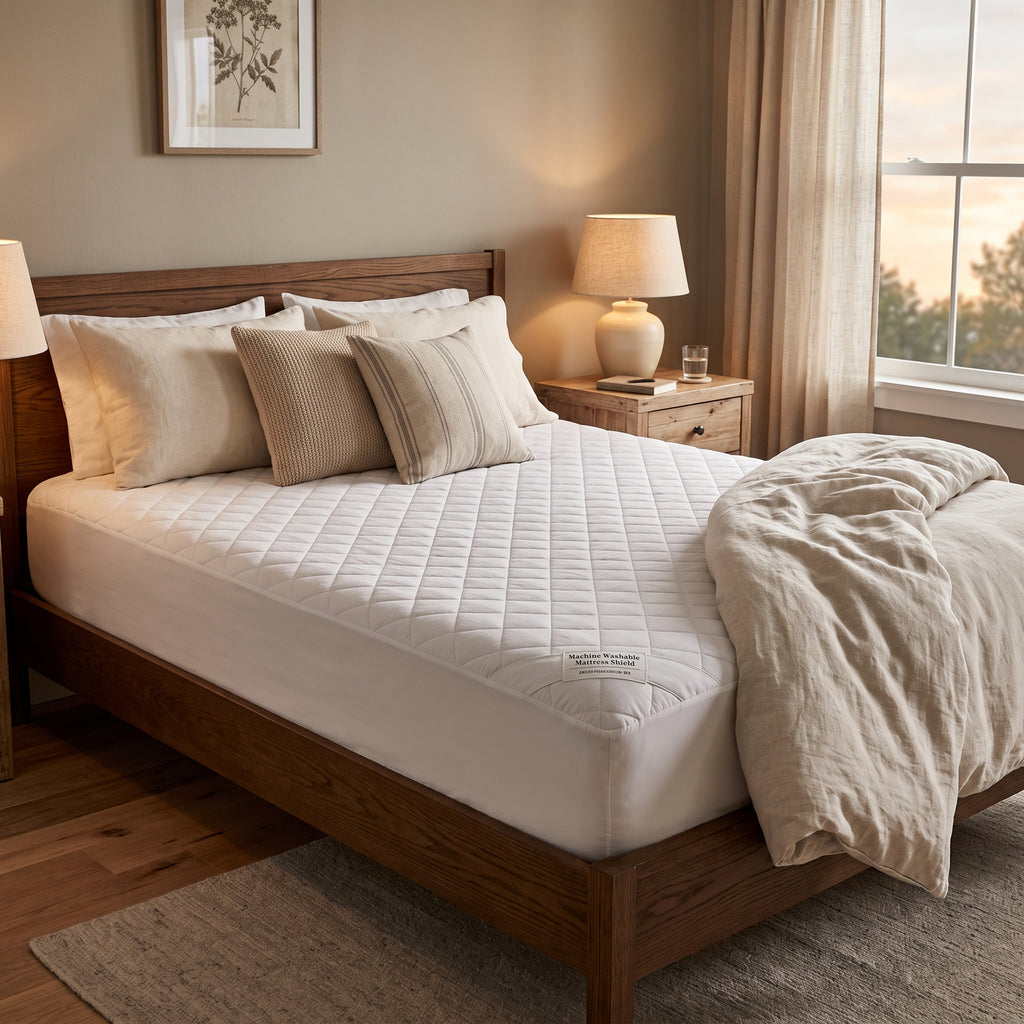 100% Cotton Top Quilted Waterproof Fitted Mattress Cover