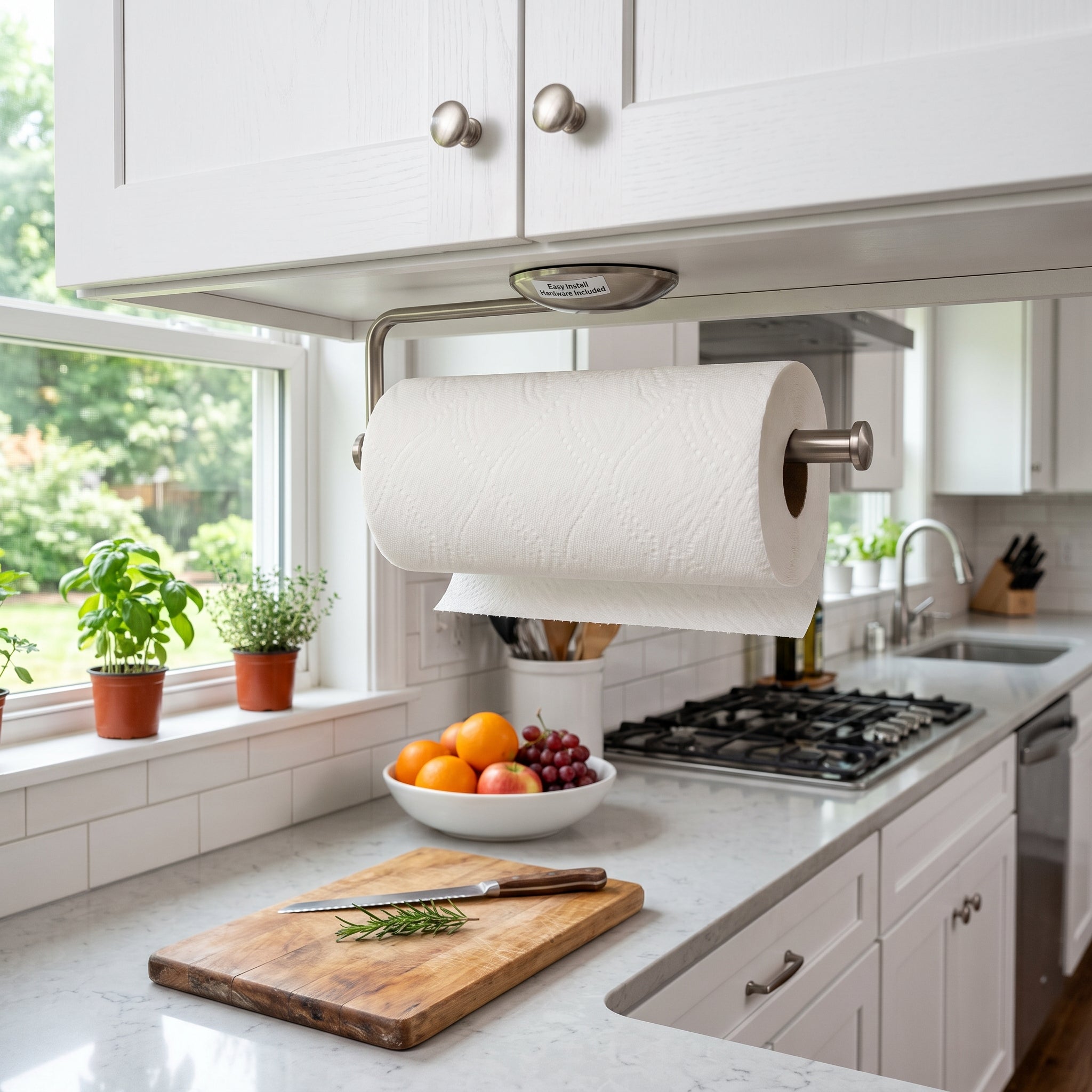 Under Cabinet Wall Mount Brushed Nickel Paper Towel Rack